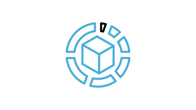 Animated package box productivity process icon. Cardboard, product, parcel, gift with loading circle animation video loops for shipment, delivery and shipping. Motion graphics with alpha channel