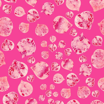 Pink watercolor flower petals seamless floral pattern