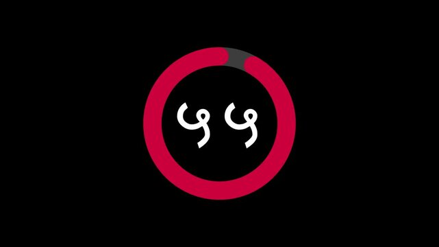 60-second (1 minute) Devanagari countdown with crimson red progress ring on black background. Progress ring decreases as seconds pass. Hindi, Sanskrit, and Indian script-inspired. 4K Motion Graphics