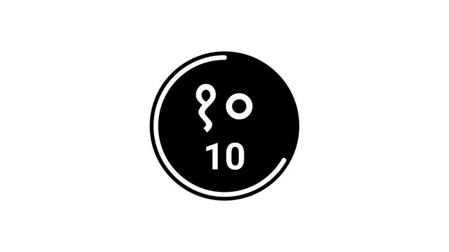 15-second black countdown timer displaying Devanagari and Western Arabic on white background. Stroke animate according to elapsed time. Hindi, Sanskrit, and Indian script-inspired. 4K Motion Graphics