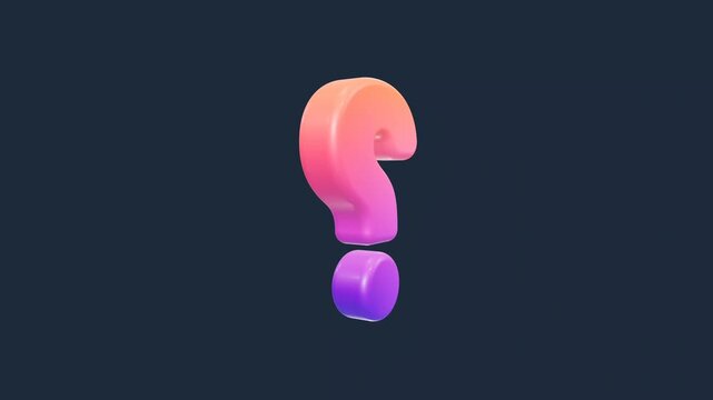 3D glossy gradient question mark symbol on dark background