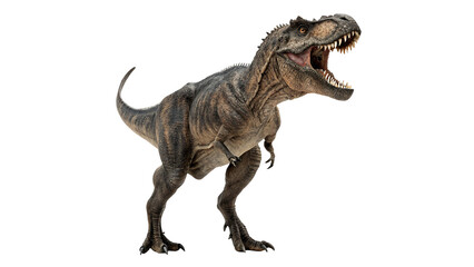 Fierce wild tyrannosaurus rex dinosaur predator prehistoric biological history model, isolated on transparent background. © Daniel