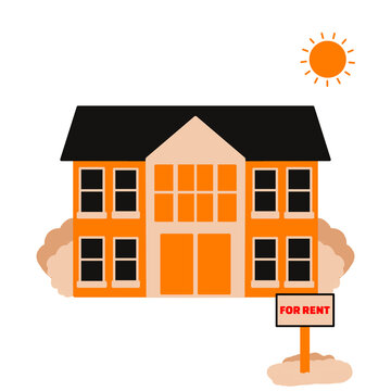 A house available for rent in a flat style, representing residential property, rental housing, real estate services, and home leasing opportunities.