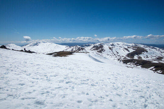 Snow Covered Mountain Landscape Under Clear Sky