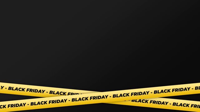 Black Friday Yellow Warning Tape Animation Background With Copy Space.