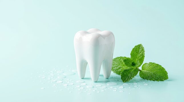 Molar Wellness Concept with Mint and Fresh Dental Care 3D Render