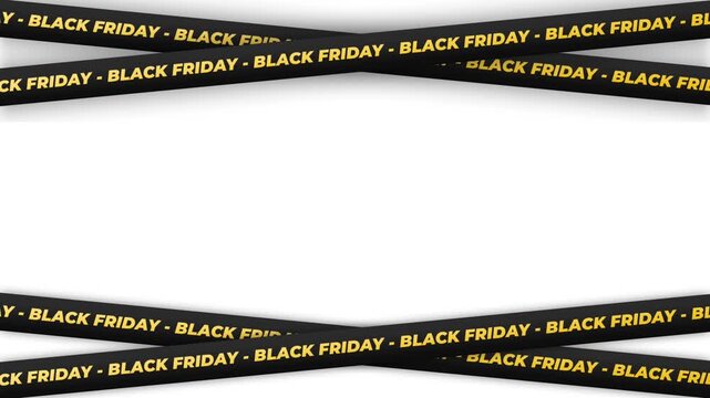 Black Friday Ribbon Border Frame Animation With Copy Space for Cyber Monday Sale Promotion.