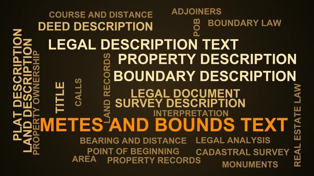 Metes And Bounds Text Word Cloud