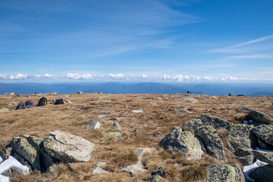 Rocky Mountain Landscape Under Clear Blue Sky