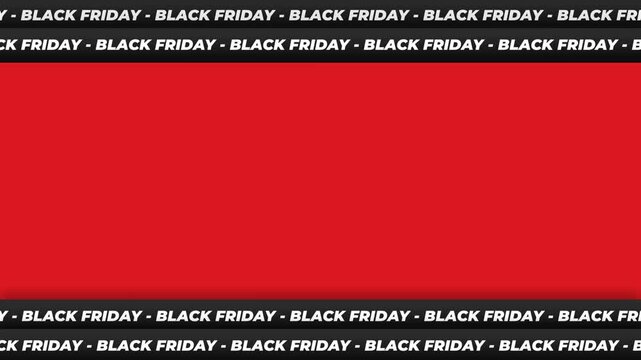 Black Friday Sale Motion Background with Scrolling Text Banner and Red Copy Space.