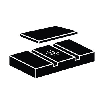 Hemocytometer Counting Chamber Silhouette Icon Isolated on Gray Background Laboratory Cell Counter