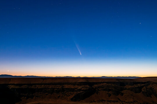Comet Atlas above the Snake River Canyon Idaho in October 2024