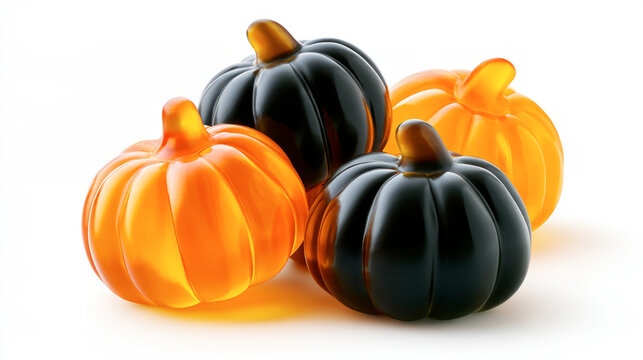 Orange and Black Pumpkin Shaped Halloween Gummy Candies
