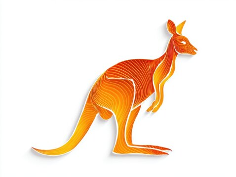 Abstract Gradient Kangaroo Silhouette With Intricate Line Patterns Isolated On White Background