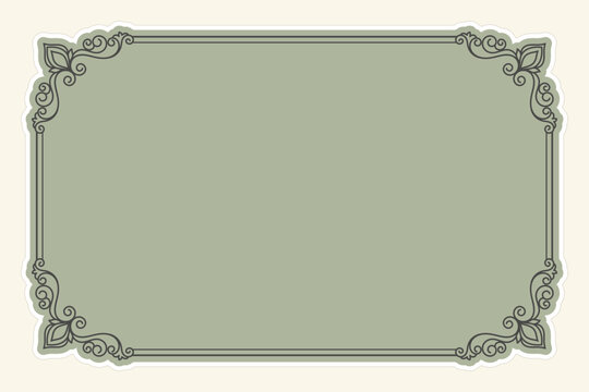 Vintage green frames, vintage-style tags, and vintage corner line elements