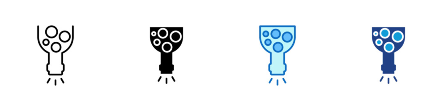 Process Bottleneck Constraint Multiple Style Icon Design Vector - Bottleneck with circles through narrow neck representing process constraint, workflow congestion, and capacity limit
