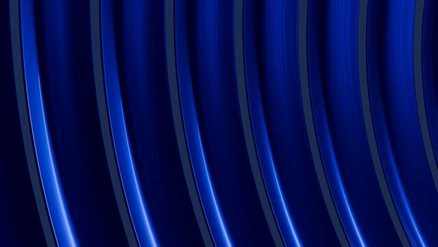 Abstract blue curved wave pattern with smooth shiny texture