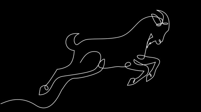 Continuous Line Drawing of Goat Collection Animation