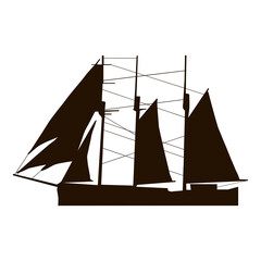 Elegant Sailing Ship Silhouette Vector Illustration © Adri