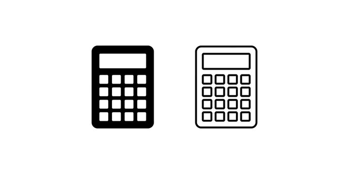 Office calculator black graphic shapes isolated for math education projects.