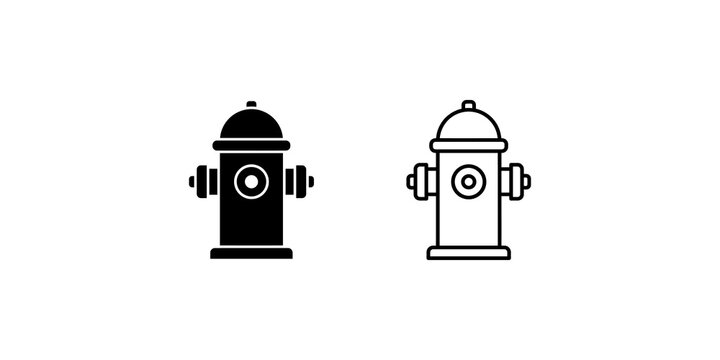 Fire hydrant industrial metal equipment icons for urban safety protection map.