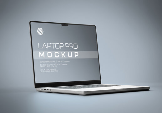 Modern Laptop Mockup Isolated on Grey Background