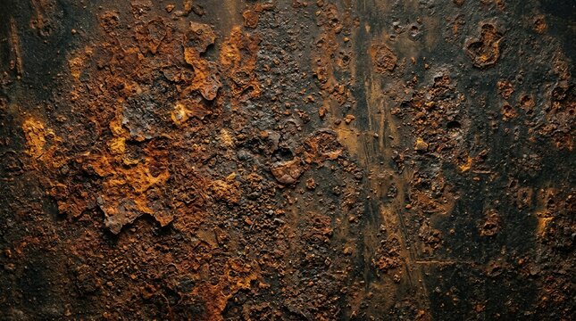 A weathered dark metal texture with aged rust and patina effects.