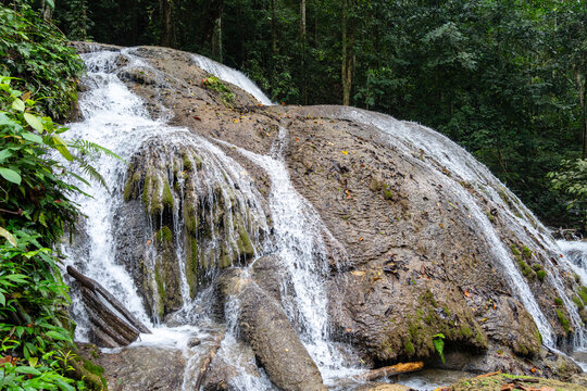 Saluopa waterfall in the tropical forest of Tentena, Sulawesi, Indonesia