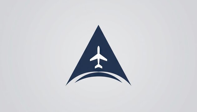  Airplane triangle logo icon in navy blue
