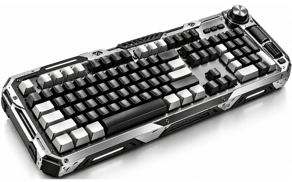 Premium Mechanical Keyboard with Brushed Aluminum Frame and Metallic Keycaps