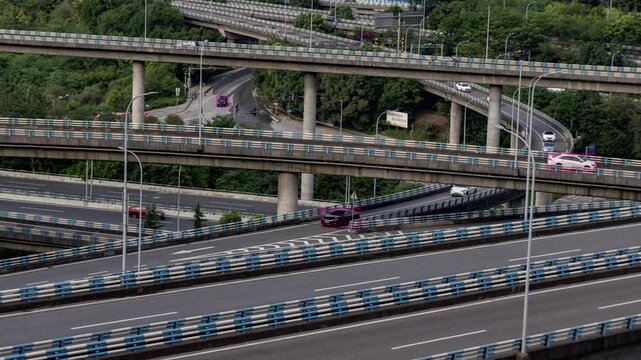 highway junction in chongqing with data and surveillance tracking graphics 