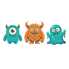 Fototapeta premium Set of Three Cute Halloween Monster Characters 