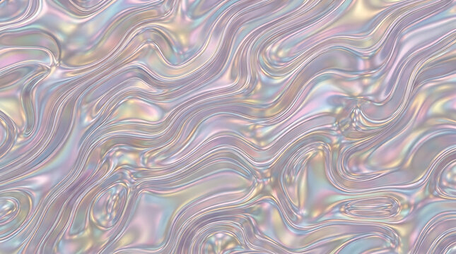 Dreamy pastel iridescent holographic wavy abstract background texture