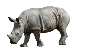 Southern white rhinoceros (ceratotherium simum simum) isolated on white background © DS light photography