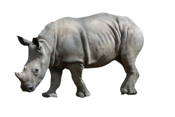 Southern white rhinoceros (ceratotherium simum simum) isolated on white background © DS light photography