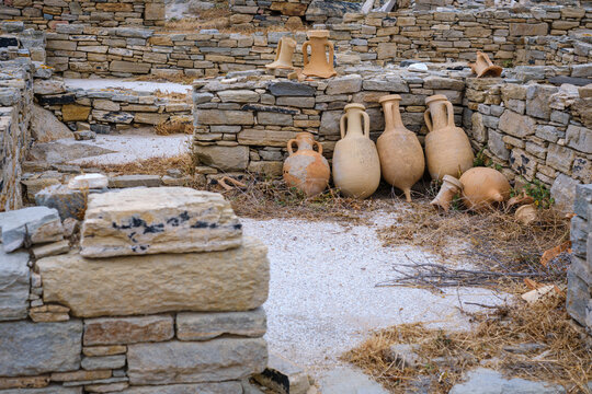 Terracotta amphorae and vessels, Delos, Greece