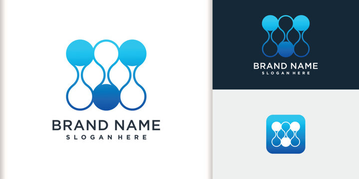 Abstract Blue Connected Circles Network Technology Logo Design