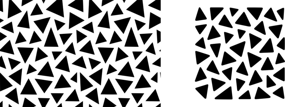 The image showcases a dynamic composition of geometric shapes in varying sizes and orientations against a dark background, creating an intricate visual pattern