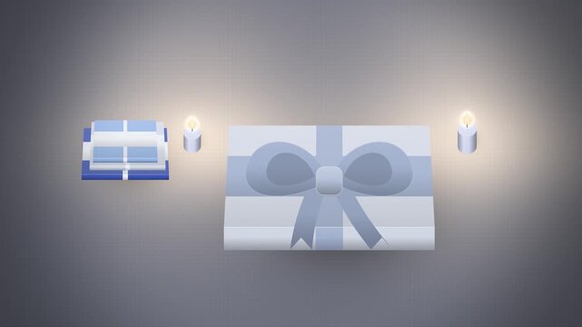 Blue satin bow angled view seamless loop holiday background