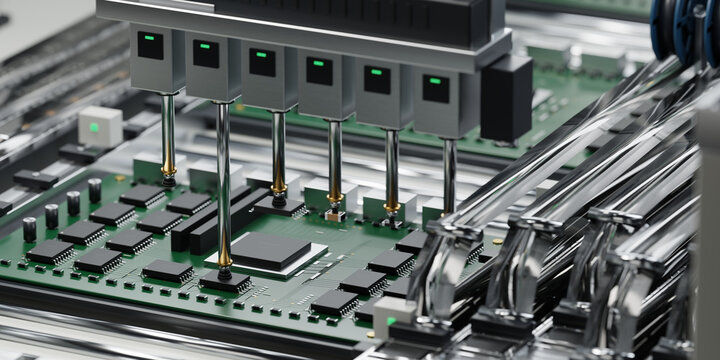 Pick and Place Machine Picking Electronic Components from Feeder Tape