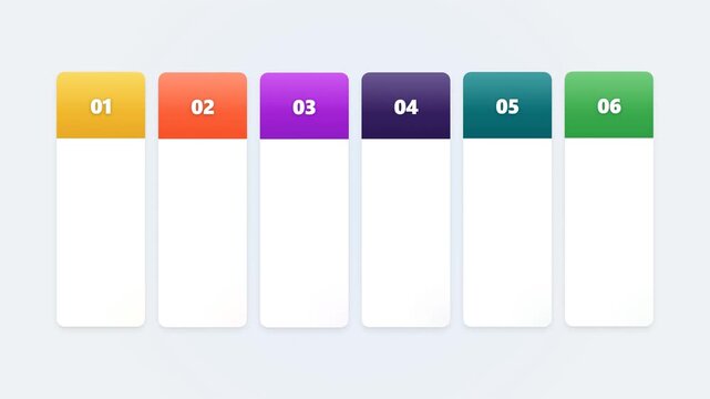 Animated 6 Steps Vertical Pills Infographic on Light Background