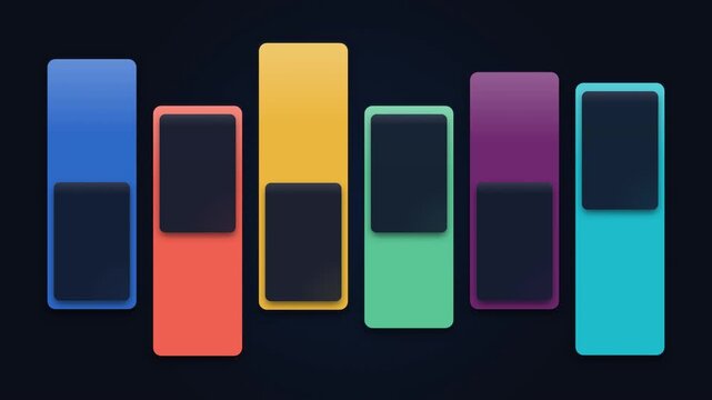 Animated 6 Steps Alternating Pillars Infographic on Dark Background