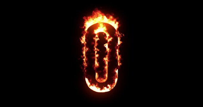 Number 0 in flame, figure zero on fire, burning numeral 0, footage