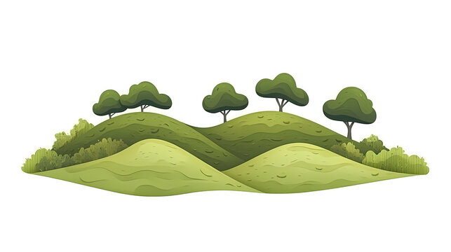 Peaceful Green Hillscape Illustration