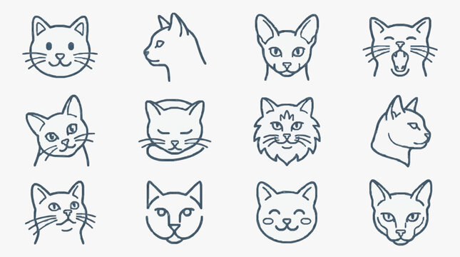 Diverse Cat Silhouettes Lineup.