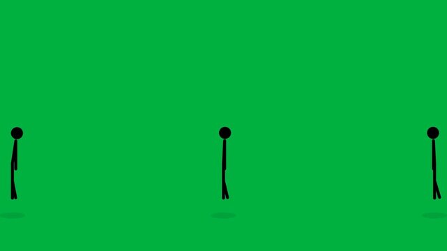 stickman animation walking sequence pictogram character isolated on green screen