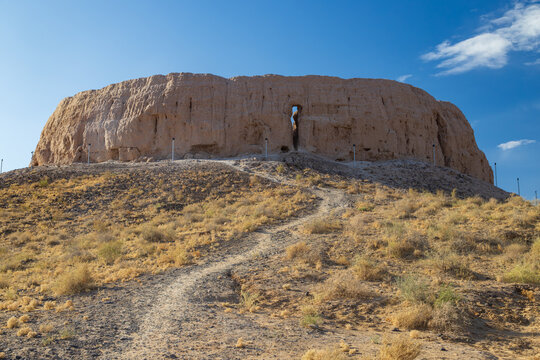 Chipik Kala, an ancient Zoroastrian "Tower of Silence" in Karalpakstan, Uzbekistan. The Zoroastrians left their dead here to be consumed by birds of prey