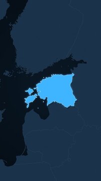 Estonia highlighted on a map of Europe with glow vertical video