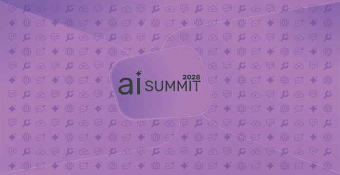 AI Summit 2028 Vector Banner Design Technology Conference Event Announcement LLM Machine Learning Icons Pattern Horizontal Modern Illustration Template