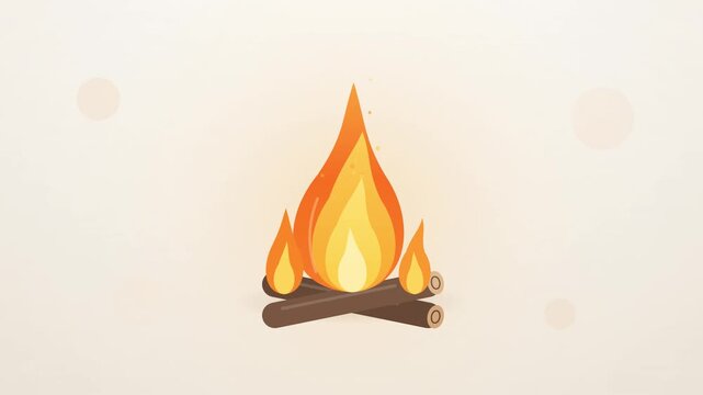 Flat Design Bonfire Animation Burning Campfire Wood Flame Loop Graphic